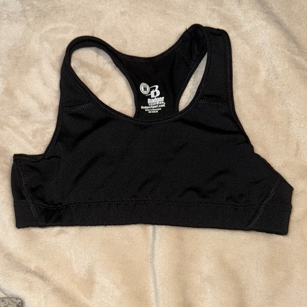 Badger girls Black Sports Bra size girls M